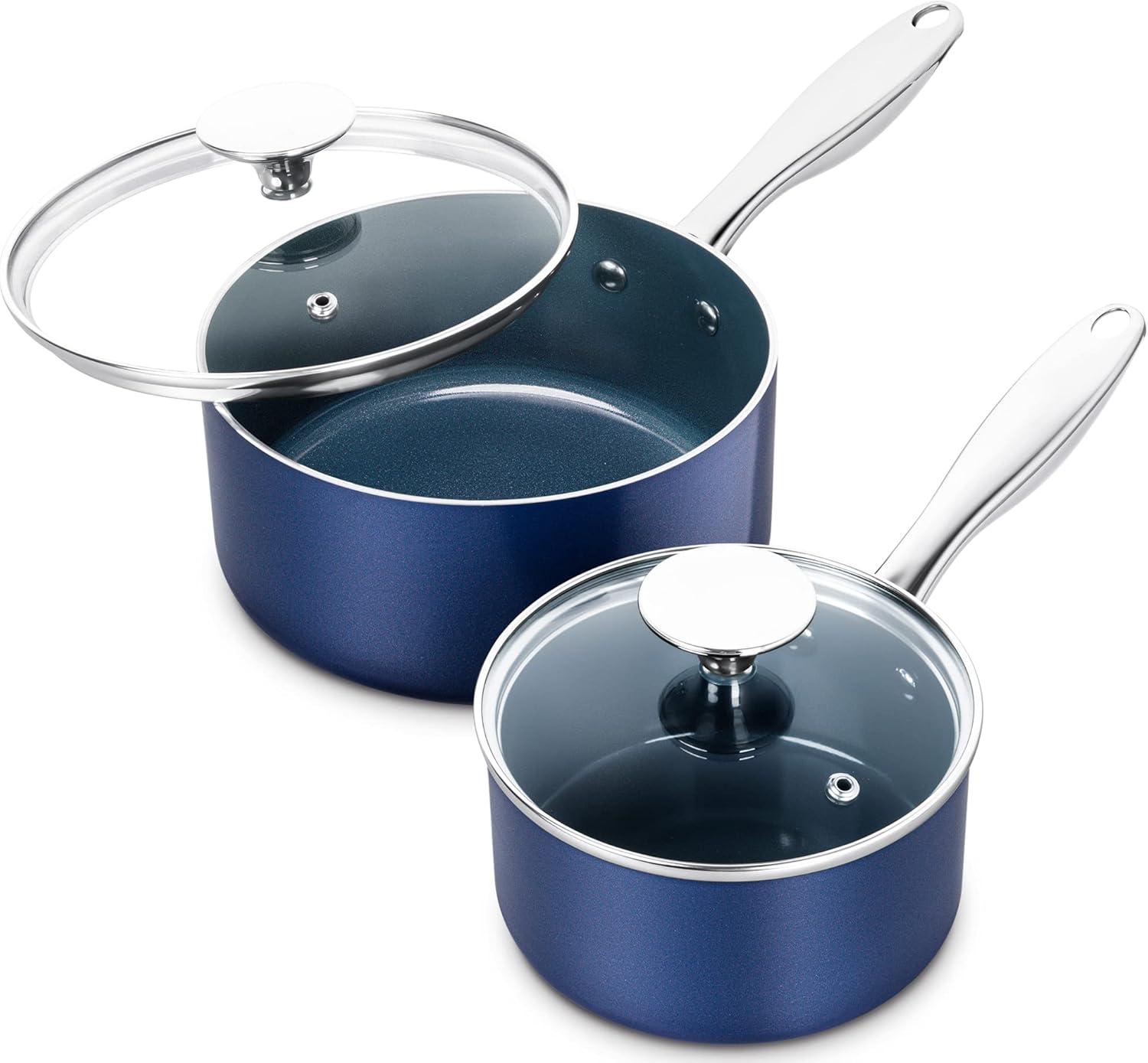 image:imageMICHELANGELO 1 Quart Saucepan with Lid Nonstick Ceramic Sauce Pan with Stainless Steel Handle 1 Qt Saucepan with Lid Oven Safe BlueBlue