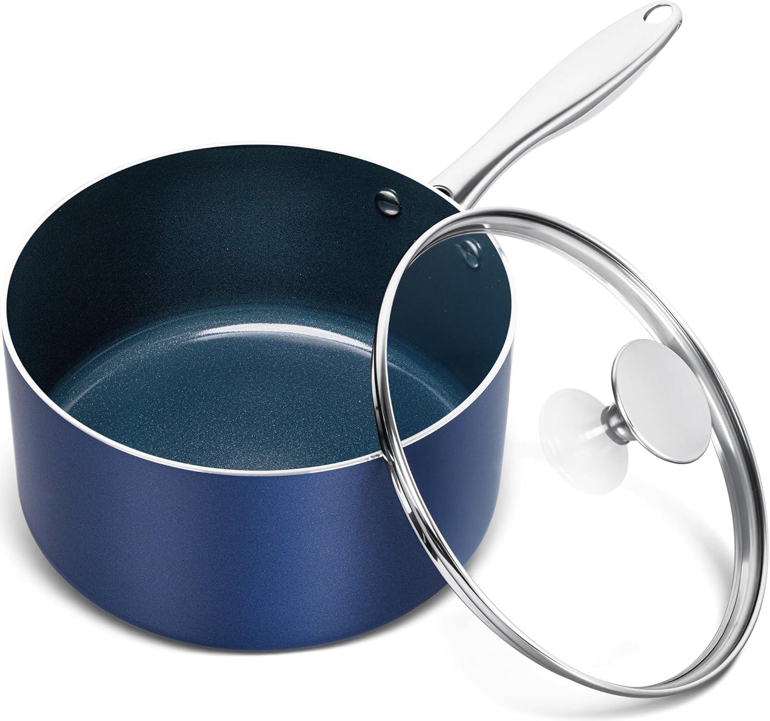 image:imageMICHELANGELO 1 Quart Saucepan with Lid Nonstick Ceramic Sauce Pan with Stainless Steel Handle 1 Qt Saucepan with Lid Oven Safe BlueBlue