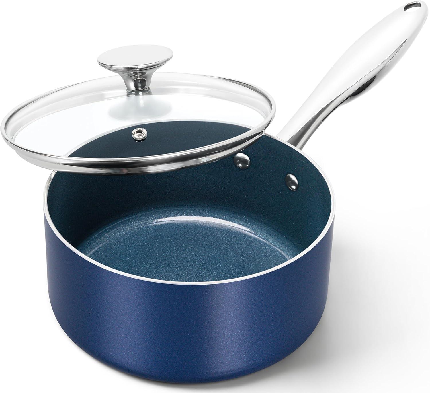 image:imageMICHELANGELO 1 Quart Saucepan with Lid Nonstick Ceramic Sauce Pan with Stainless Steel Handle 1 Qt Saucepan with Lid Oven Safe BlueBlue