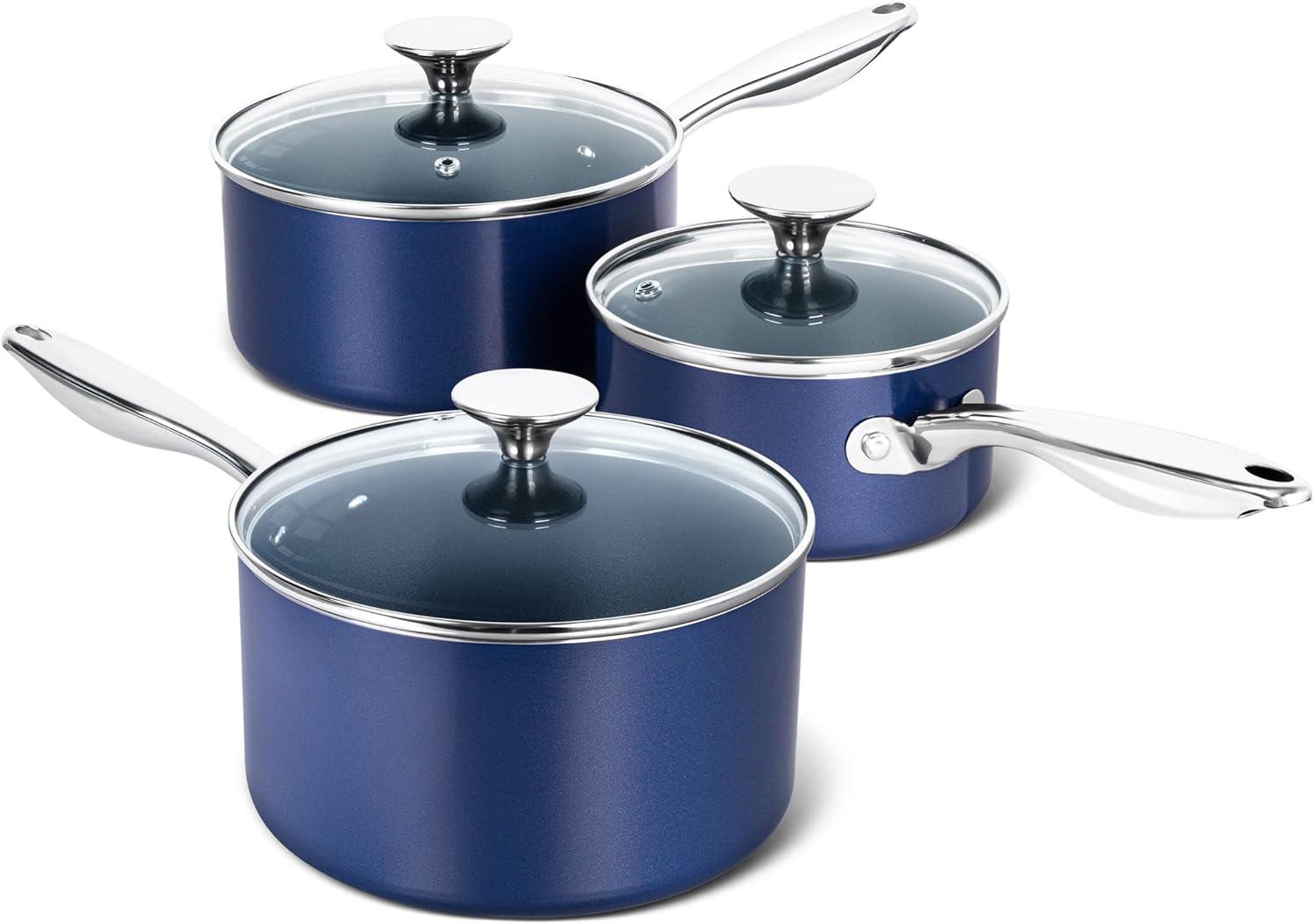 image:imageMICHELANGELO 1 Quart Saucepan with Lid Nonstick Ceramic Sauce Pan with Stainless Steel Handle 1 Qt Saucepan with Lid Oven Safe BlueBlue