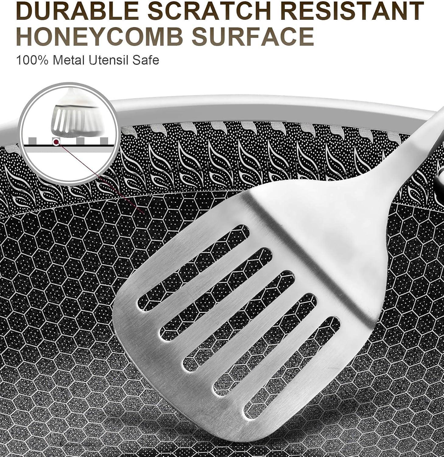 image:imageMICHELANGELO 12 Inch Stainless Steel Frying Pan with Lid Nonstick with Honeycomb Coating Triply Skillet Induction Compatible9511Inch
