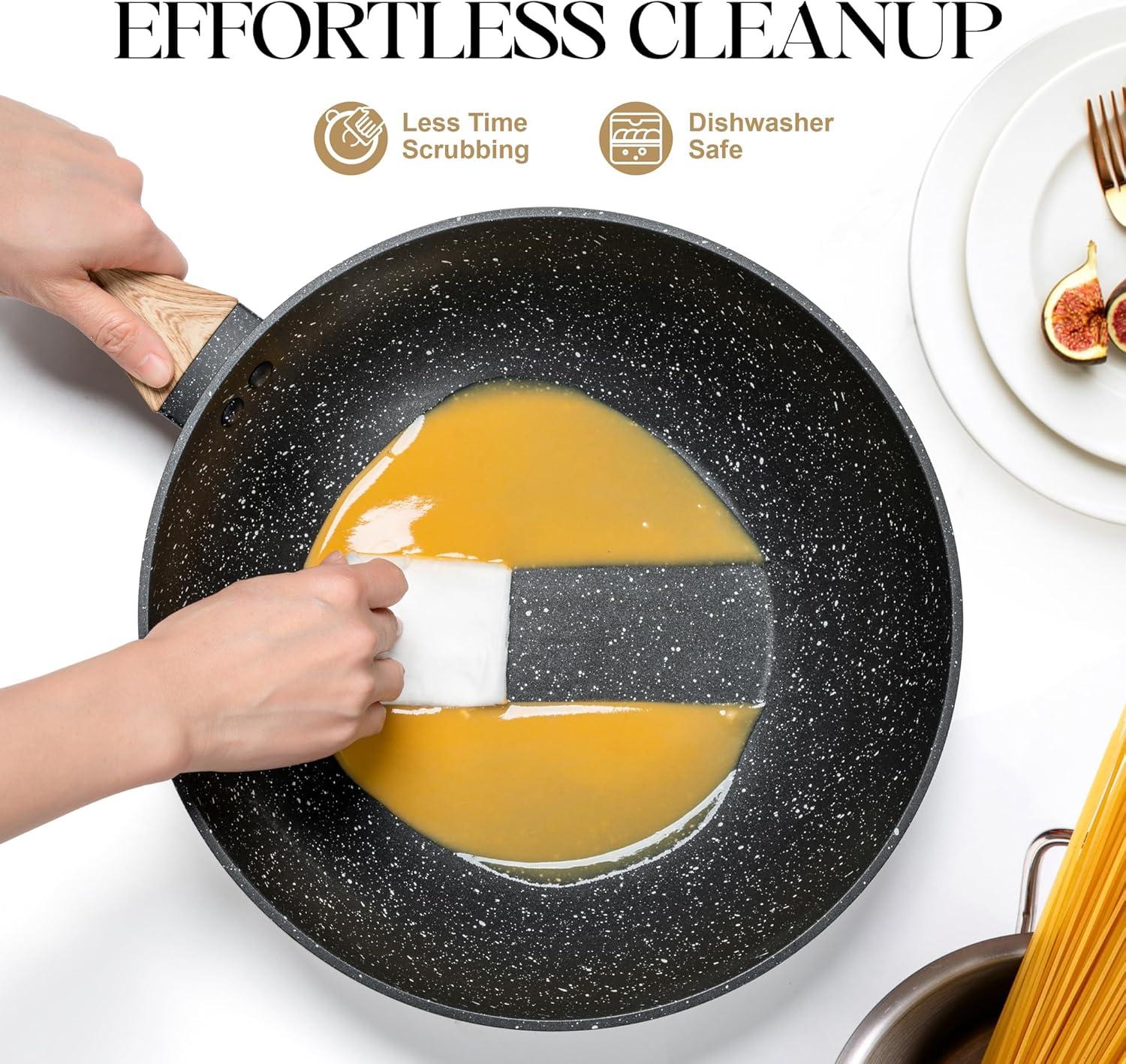image:imageMICHELANGELO 12 Inch Wok Pan with Lid Woks amp StirFry Pans Nonstick Wok with Lid Stir Fry Pan with CoolTouch Handle Induction Wok Set with Stainless Steamer amp Fryer BasketBlack