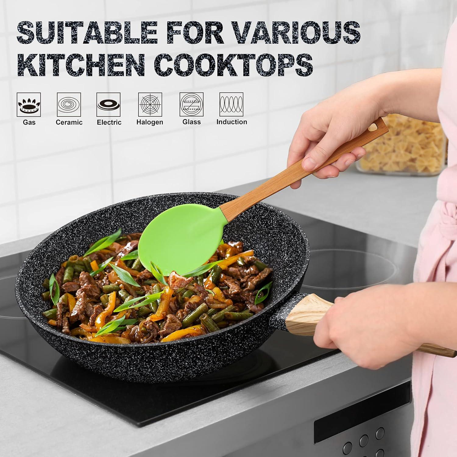 image:imageMICHELANGELO 12 Inch Wok Pan with Lid Woks amp StirFry Pans Nonstick Wok with Lid Stir Fry Pan with CoolTouch Handle Induction Wok Set with Stainless Steamer amp Fryer BasketBlack