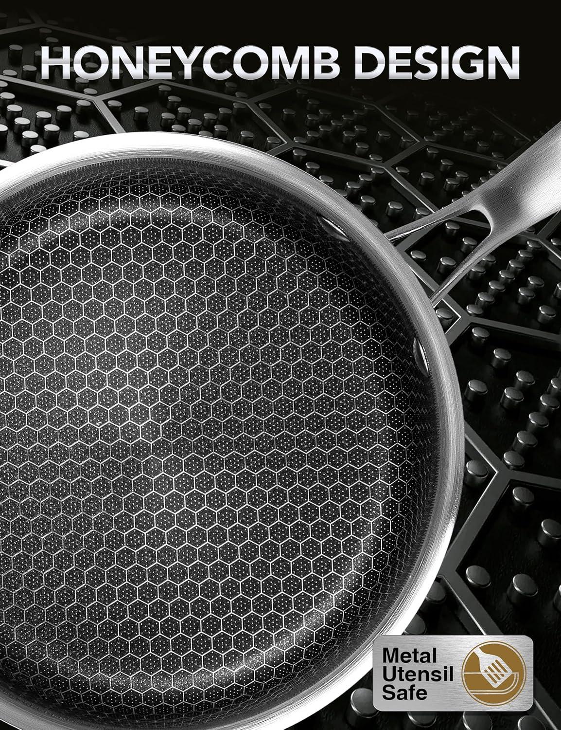 image:imageMICHELANGELO 6 Pcs Triply Stainless Steel Pot Set 2QT amp 3QT amp 8QT Pot with Lids Nonstick HoneyComb Interior Cooking Pot Set Compatible with All Cooktops Oven amp Dishwasher Safe238QT