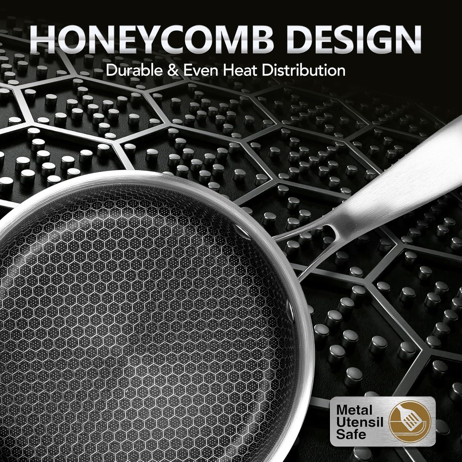 image:imageMICHELANGELO 6 Pcs Triply Stainless Steel Pot Set 2QT amp 3QT amp 8QT Pot with Lids Nonstick HoneyComb Interior Cooking Pot Set Compatible with All Cooktops Oven amp Dishwasher Safe1QT