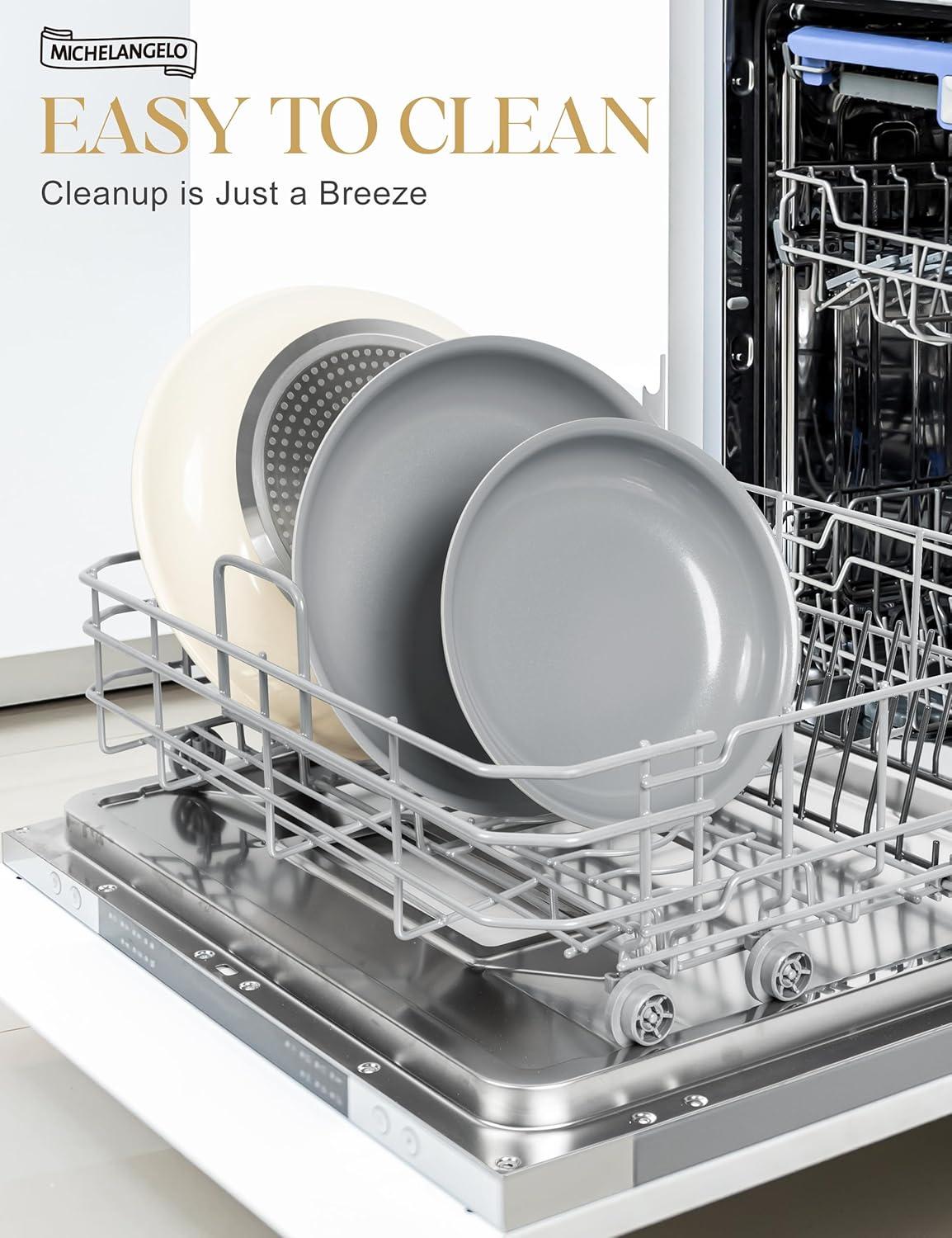 image:imageMICHELANGELO Ceramic Frying Pan Set 8 95 and 11 Fry Pans with Removable Handle Nonstick Skillet Sets with Non Toxic Coating PFOS amp PFOA Free Induction Compatible BlueBeige