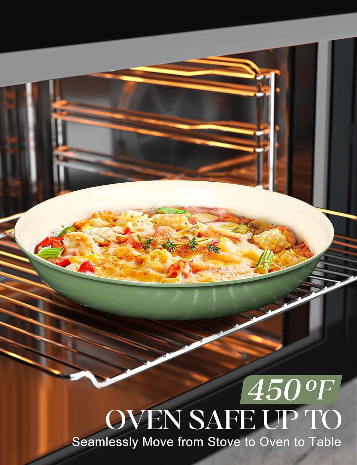 image:imageMICHELANGELO Ceramic Frying Pan Set 8 95 and 11 Fry Pans with Removable Handle Nonstick Skillet Sets with Non Toxic Coating PFOS amp PFOA Free Induction Compatible BlueBlue