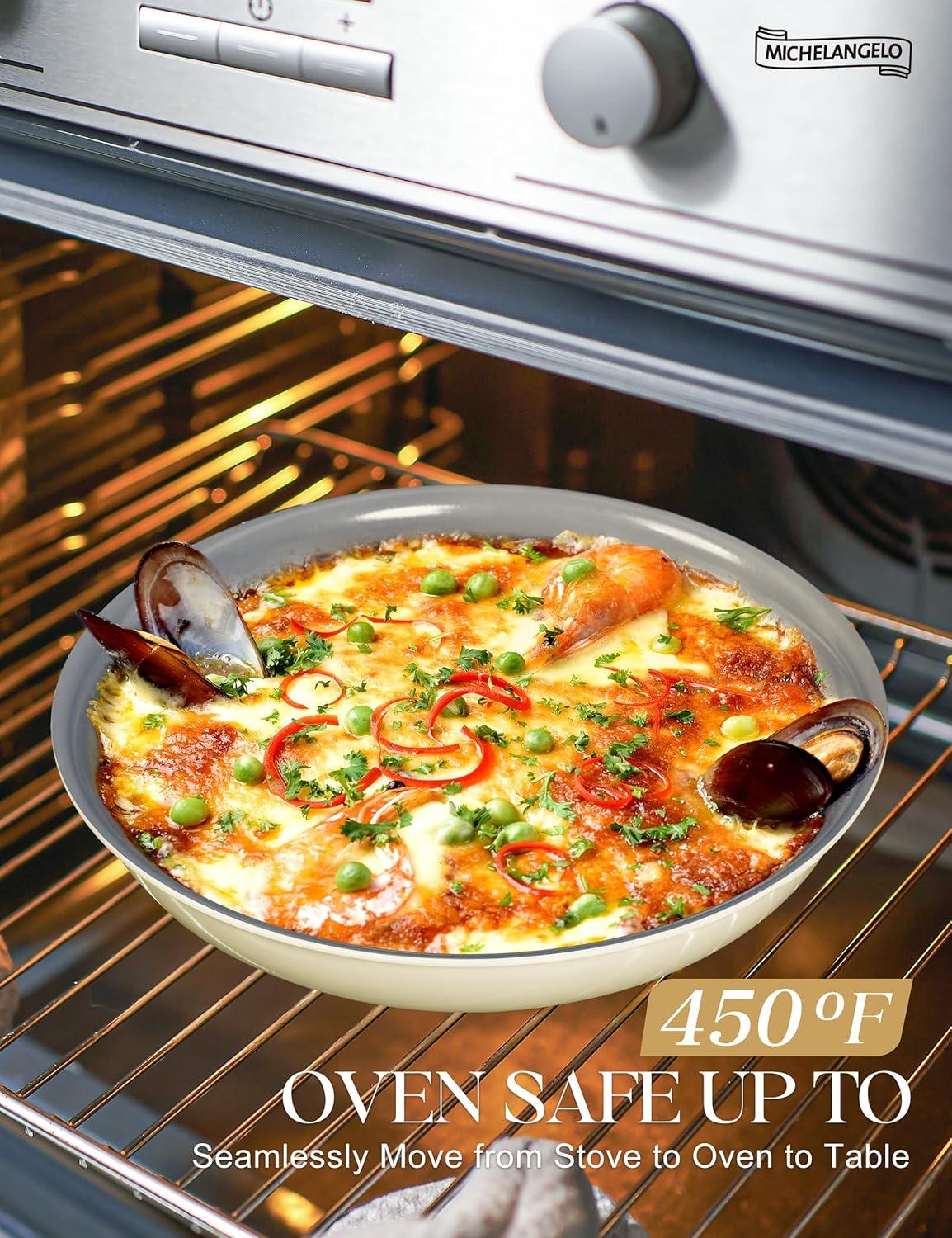 image:imageMICHELANGELO Ceramic Frying Pan Set 8 95 and 11 Fry Pans with Removable Handle Nonstick Skillet Sets with Non Toxic Coating PFOS amp PFOA Free Induction Compatible BlueBeige