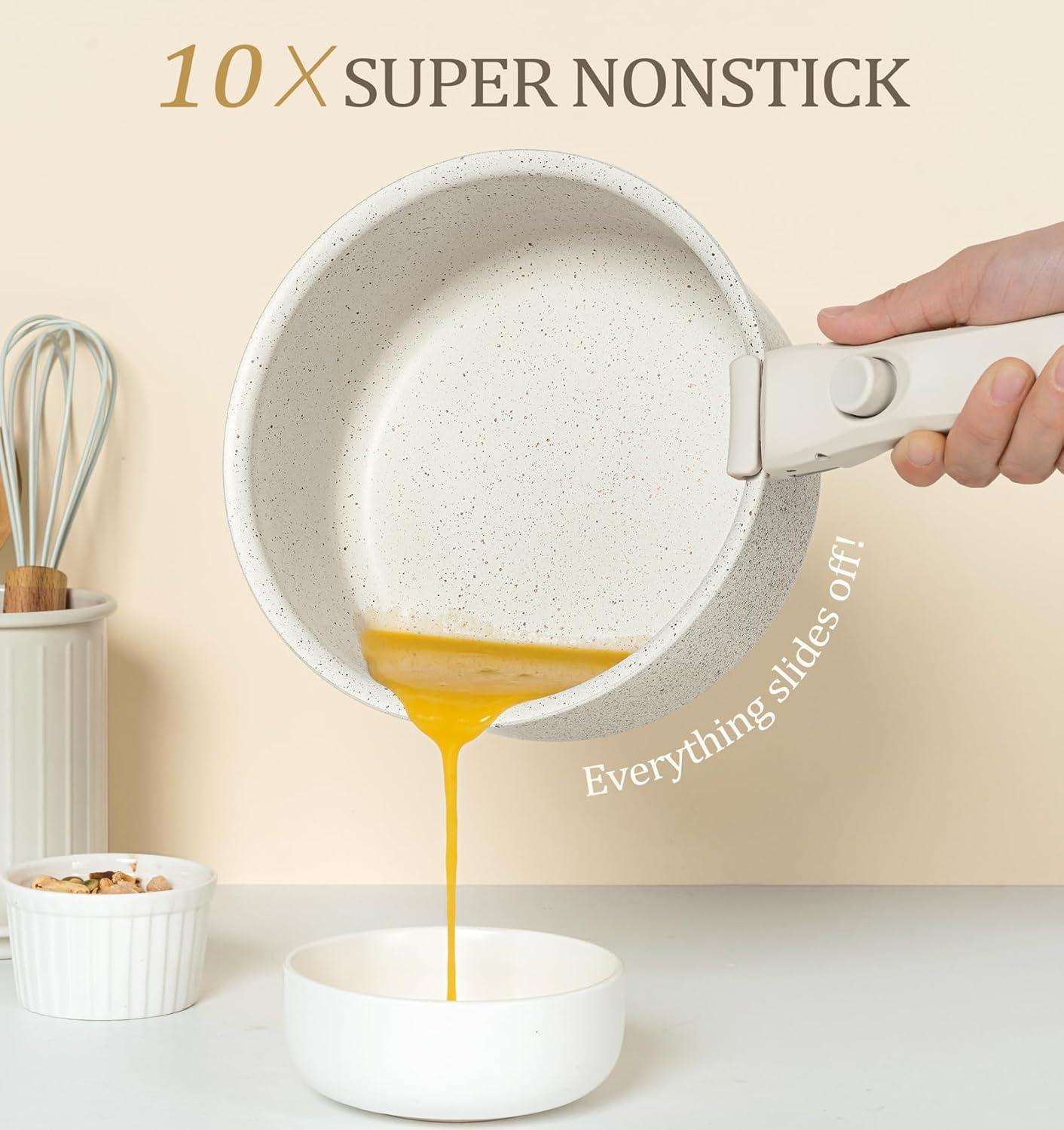 image:imageMICHELANGELO Sauce Pan Set 1 Quart amp 2 Quart amp 3 Quart 6 Piece Sauce Pan Set Removable Handle