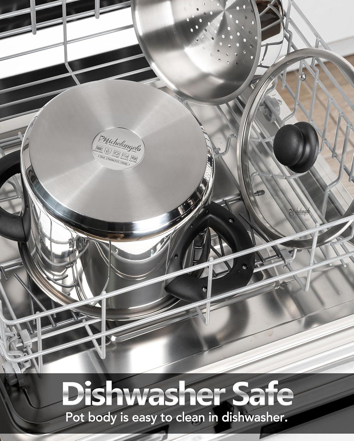 image:imageMICHELANGELO Small Pressure Cooker Stainless Steel 32 Quart Olla de Presion OneHand Locking System Induction Compatible with Glass Lid amp Steamer63 Quarts