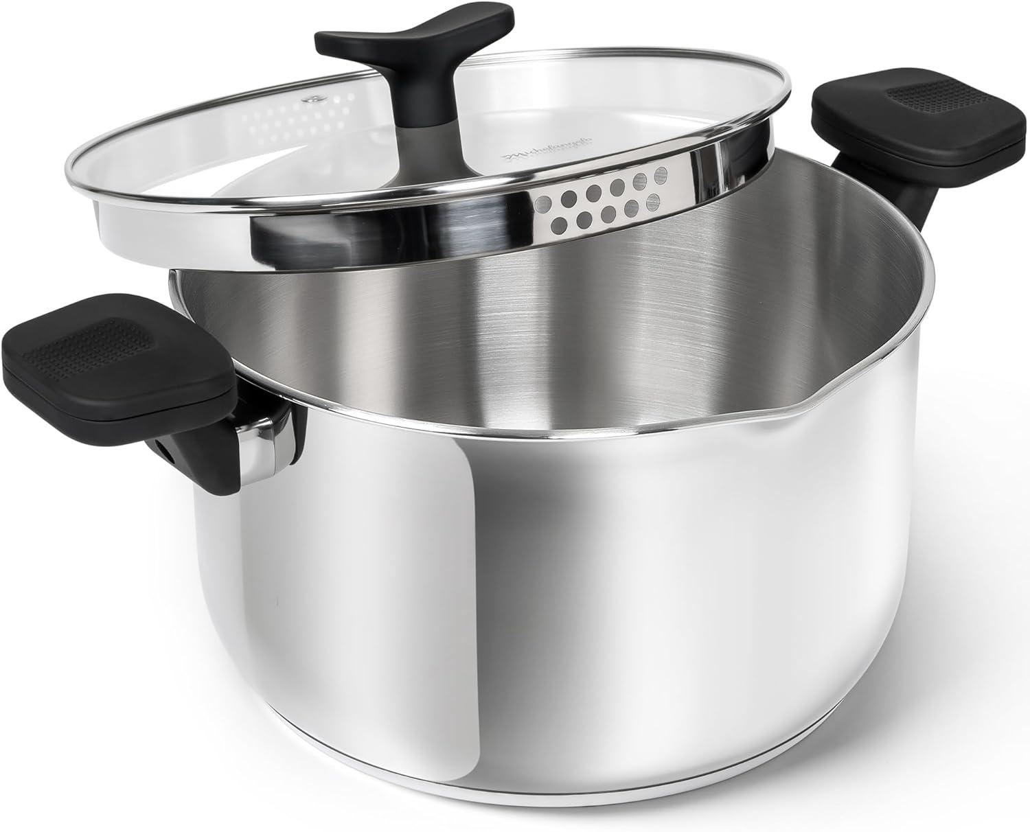 image:imageMICHELANGELO Stainless Steel Pasta Pot with Strainer Lid Pasta Cooker 8 Quart Induction Pot with Lid 8 Qt Spaghetti Pot with Silicone Handle8 Quart