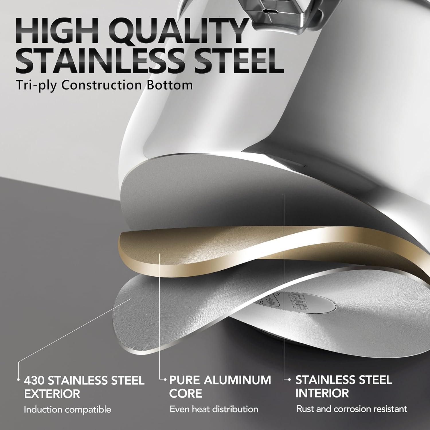 image:imageMICHELANGELO Stainless Steel Pasta Pot with Strainer Lid Pasta Cooker 8 Quart Induction Pot with Lid 8 Qt Spaghetti Pot with Silicone Handle8 Quart