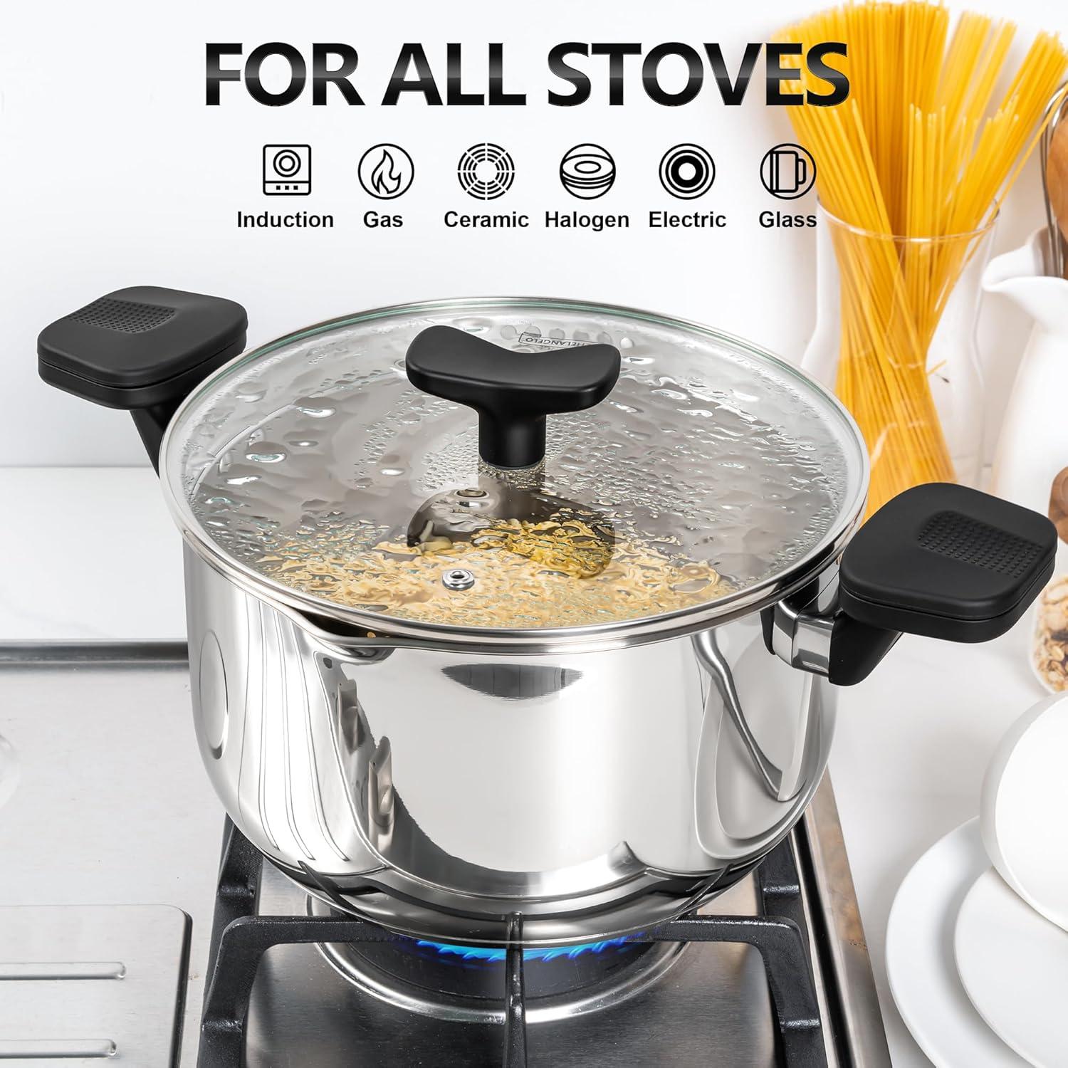 image:imageMICHELANGELO Stainless Steel Pasta Pot with Strainer Lid Pasta Cooker 8 Quart Induction Pot with Lid 8 Qt Spaghetti Pot with Silicone Handle8 Quart