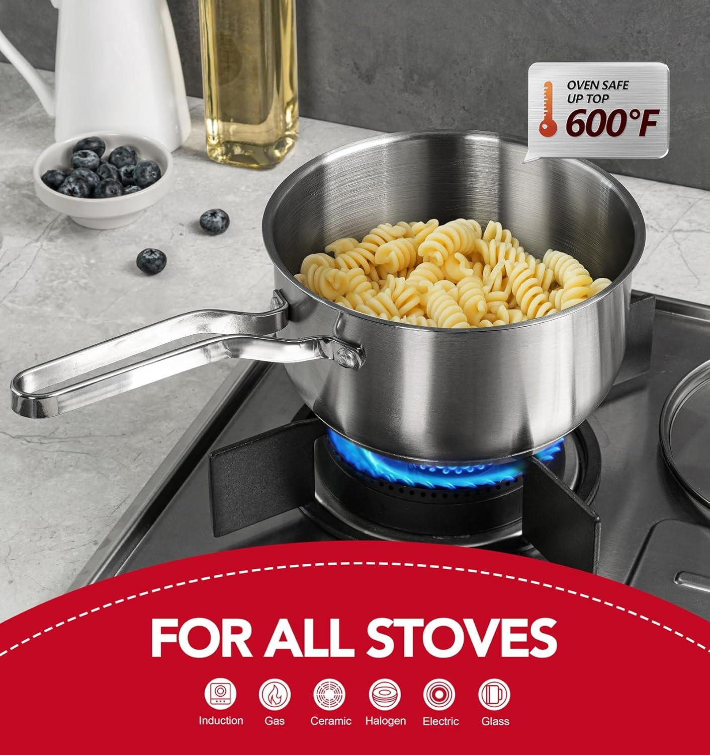image:imageMICHELANGELO Stainless Steel Pot Set 1QT amp 2QT amp 3QT Stainless Steel Sauce Pan with Lid Induction Saucepan Set Small Pots for Cooking 6 Pcs123qt