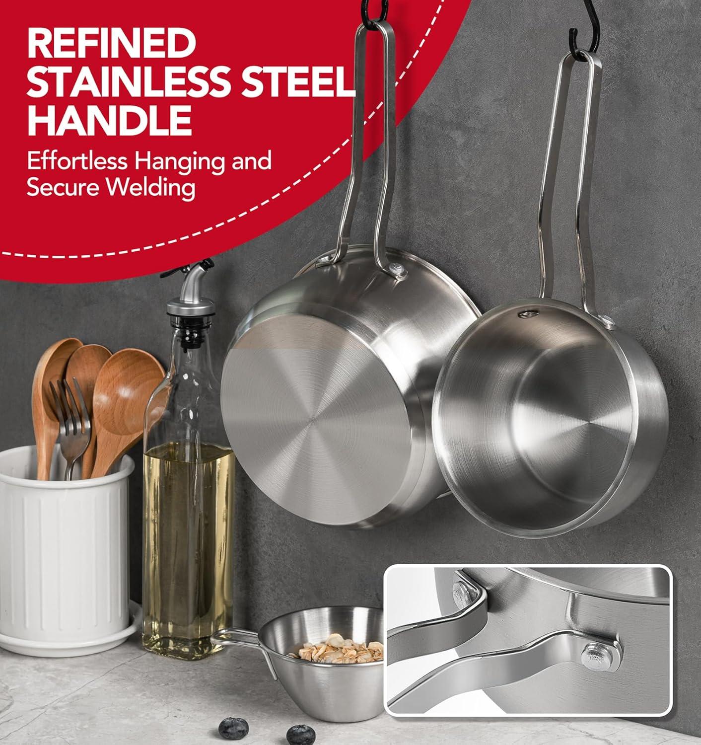 image:imageMICHELANGELO Stainless Steel Pot Set 1QT amp 2QT amp 3QT Stainless Steel Sauce Pan with Lid Induction Saucepan Set Small Pots for Cooking 6 Pcs123qt