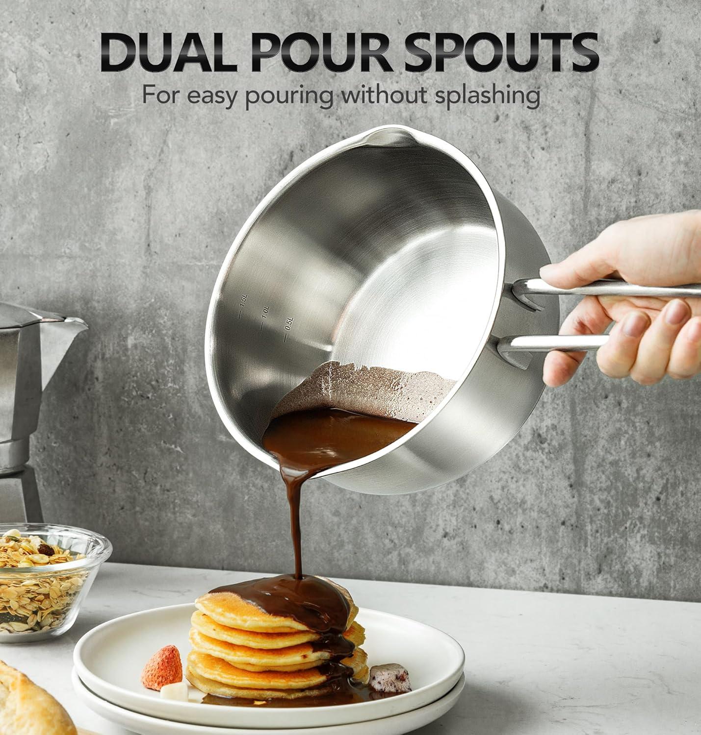 image:imageMICHELANGELO Stainless Steel Saucepan with Lid amp Pour Spout 1QT amp 2QT amp 3QT TriPly Bottom Sauce Pan Set Sauce Pot Set 6 PcsSilver