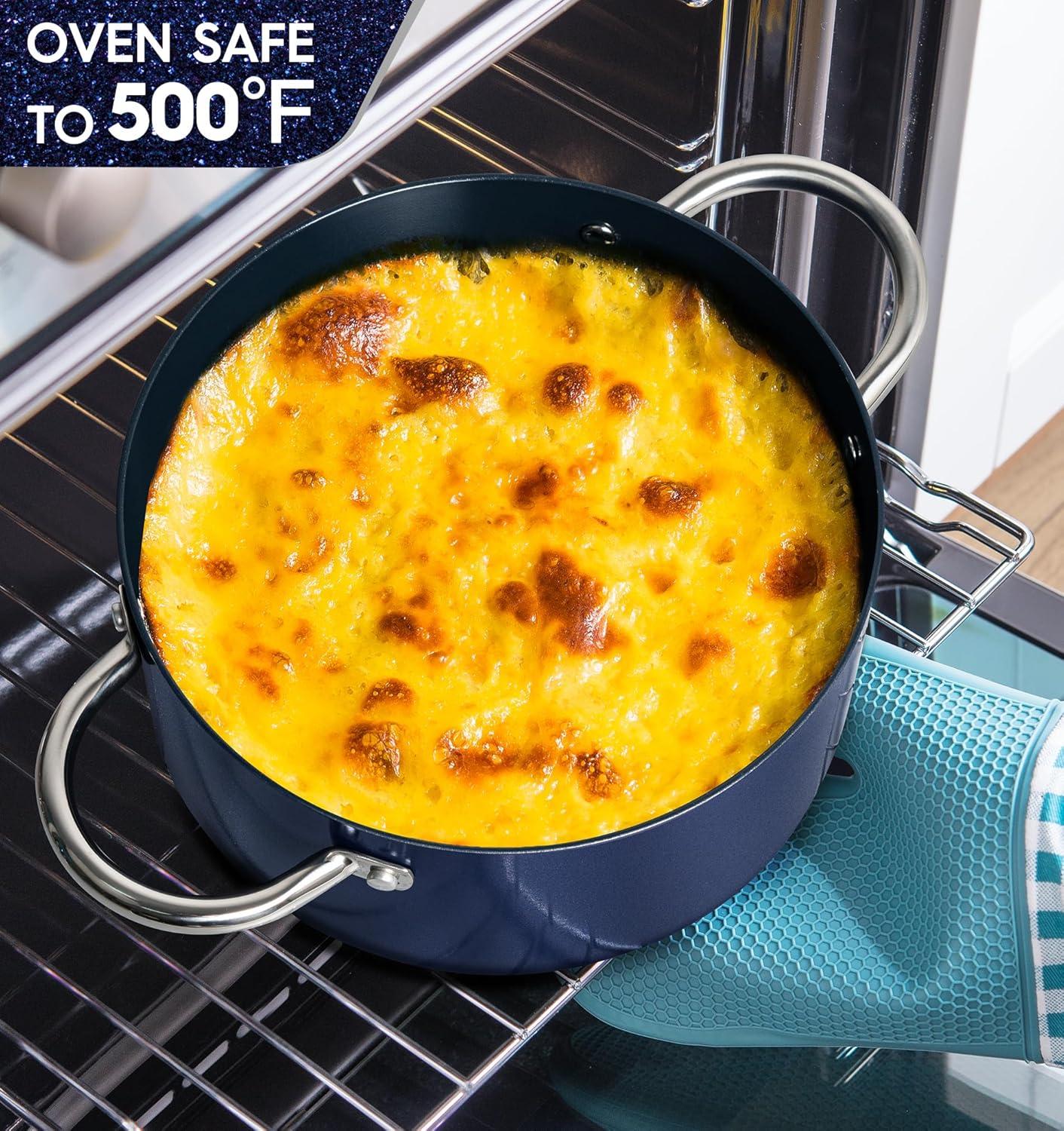 image:imageMICHELANGELO Stock Pot with Lid Nonstick Cooking Pot 6 Quart Soup Pot with Lid Non Stick Pots with Stainless Steel Handle Induction Compatible BlackBlue