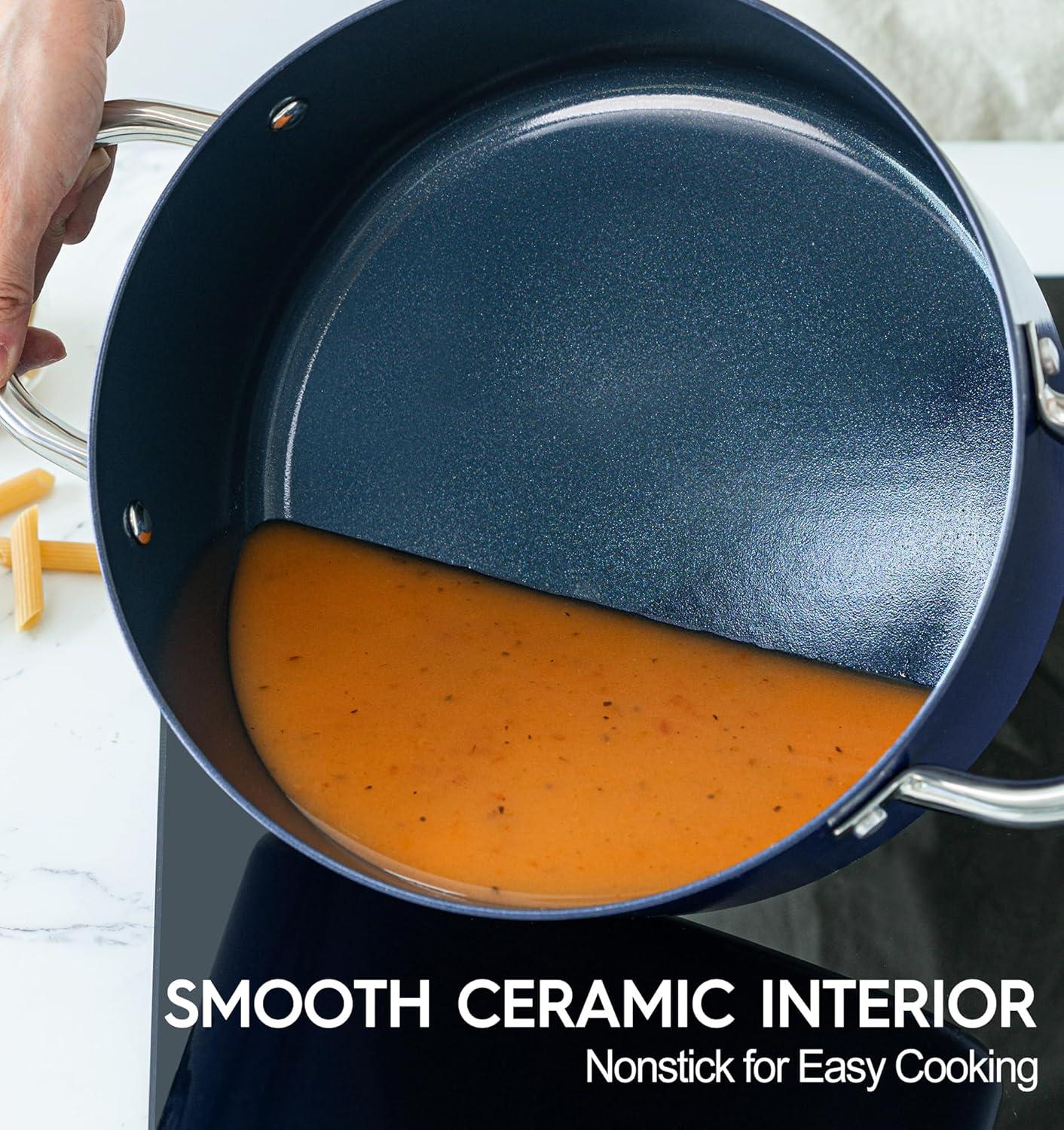 image:imageMICHELANGELO Stock Pot with Lid Nonstick Cooking Pot 6 Quart Soup Pot with Lid Non Stick Pots with Stainless Steel Handle Induction Compatible BlackBlue