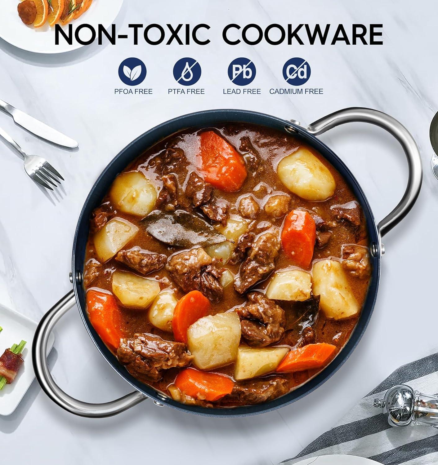 image:imageMICHELANGELO Stock Pot with Lid Nonstick Cooking Pot 6 Quart Soup Pot with Lid Non Stick Pots with Stainless Steel Handle Induction Compatible BlackBlue