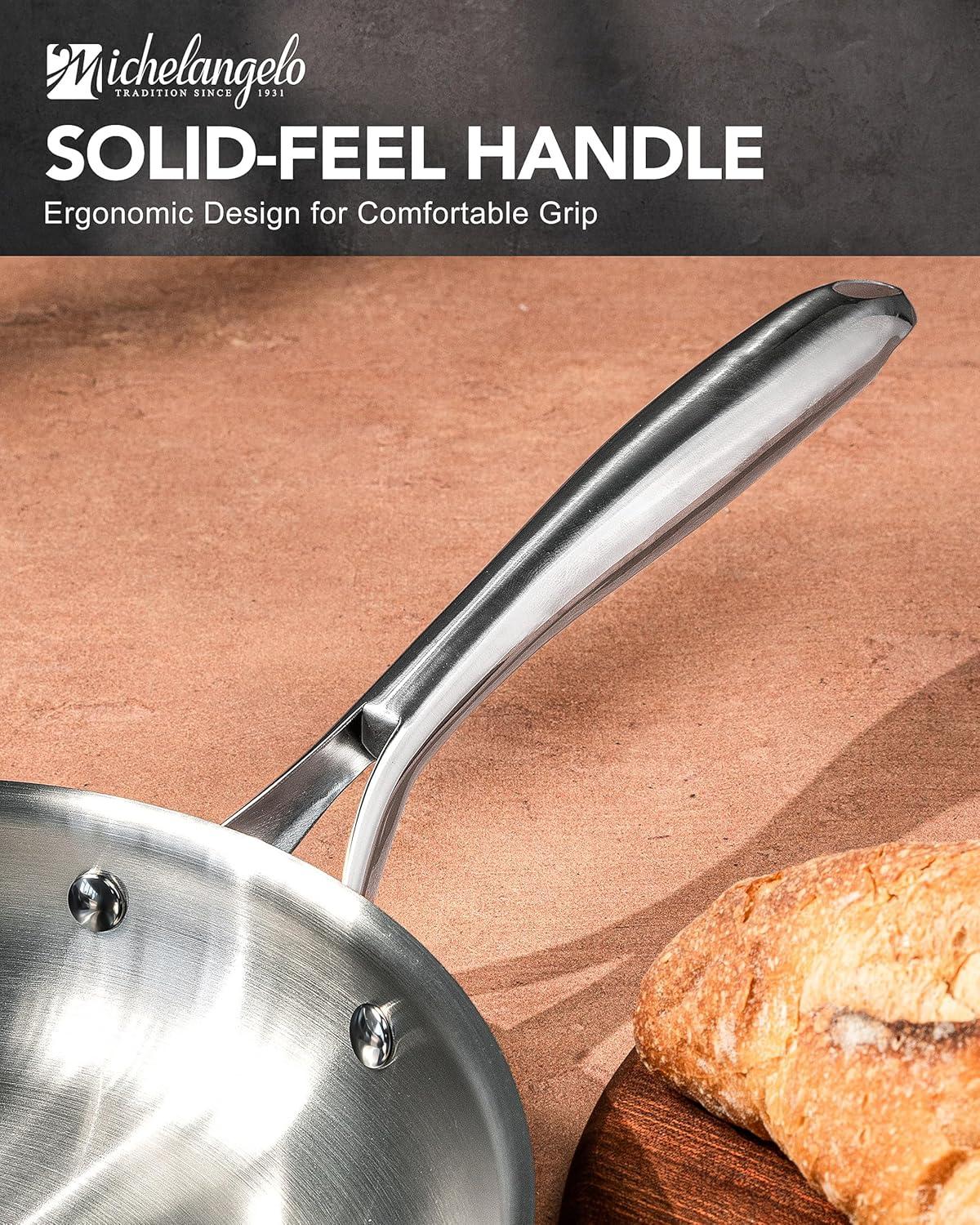 image:imageMICHELANGELO TriPly Stainless Steel Frying Pan Set 8 95 11 Skillets Full Clad Stainless Steel Pans for Even Heating Durable Cooking Pan Set for Home Chefs amp Everyday Cooking