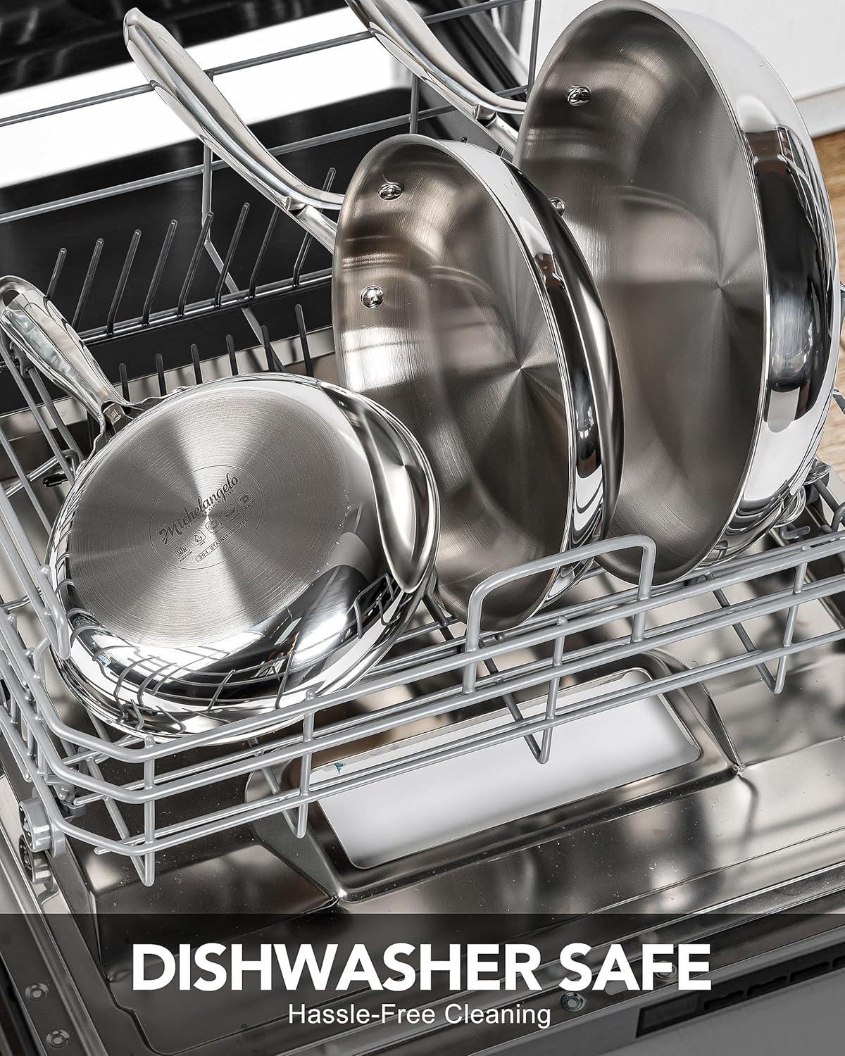 image:imageMICHELANGELO TriPly Stainless Steel Frying Pan Set 8 95 11 Skillets Full Clad Stainless Steel Pans for Even Heating Durable Cooking Pan Set for Home Chefs amp Everyday Cooking