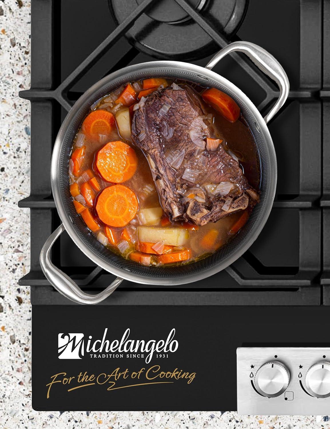 image:imageMICHELANGELO Triply Stainless Steel Stock Pot 8Quart Stockpot with Lid 1810 Nonstick Cooking Pot with Honeycomb Interior Compatible with All Cooktops6Quart