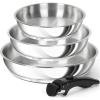image:imageMICHELANGELO Stainless Steel Frying Pan Set Cooking Pans with Removable Handle Triply Base Stainless Steel Pan Set Induction Compatible Skillet 8 amp 95 amp 11