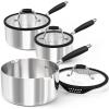 image:imageMICHELANGELO Triply Stainless Steel Saucepan Set with Strainer Lid Heavyduty Sauce Pan with Lid Multipurpose Sauce Pot Induction Compatible  1QT amp 2QT amp 3QT