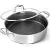 image:imageMICHELANGELO Triply Stainless Steel Saute Pan 6 Quart Deep Frying Pan with Lid 1810 Large Saute Pan with Nonstick Honeycomb Interior Induction Compatible amp Oven Safe  125 Inch6QT with Double Handles