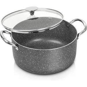 MICHELANGELO 5 Quart Stock Pot with Lid, Nonstick Soup Pot with Lid, Induction Pot for Cooking, 5 Qt Pot with Lid, Non Stick Pot for Kitchen, Stockpot with Stainless Steel Handle, Oven Safe(Stainless-Gray)