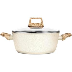 MICHELANGELO 5 Quart Stock Pot with Lid, Nonstick Soup Pot with Lid, Induction Pot for Cooking, 5 Qt Pot with Lid, Non Stick Pot for Kitchen, Stockpot with Stainless Steel Handle, Oven Safe(White)