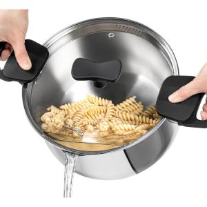 MICHELANGELO Stainless Steel Pasta Pot with Strainer Lid – Pasta Cooker | 8 Quart Induction Pot with Lid, 8 Qt Spaghetti Pot with Silicone Handle(6 Quart)
