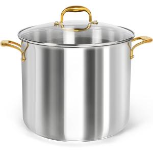 MICHELANGELO Stainless Steel Pots – Large Soup Pot with Lid, 10 Quart Stock Pot with Lid, Cooking Pots Induction Compatible, Oven & Dishwasher Safe(20 Quart)