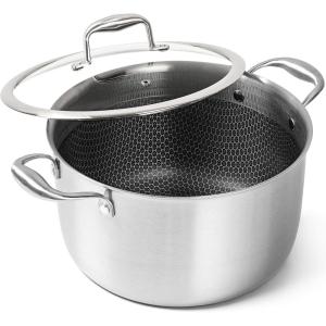 MICHELANGELO Tri-ply Stainless Steel Stock Pot, 8-Quart Stockpot with Lid, 18/10 Nonstick Cooking Pot with Honeycomb Interior, Compatible with All Cooktops(8-Quart)