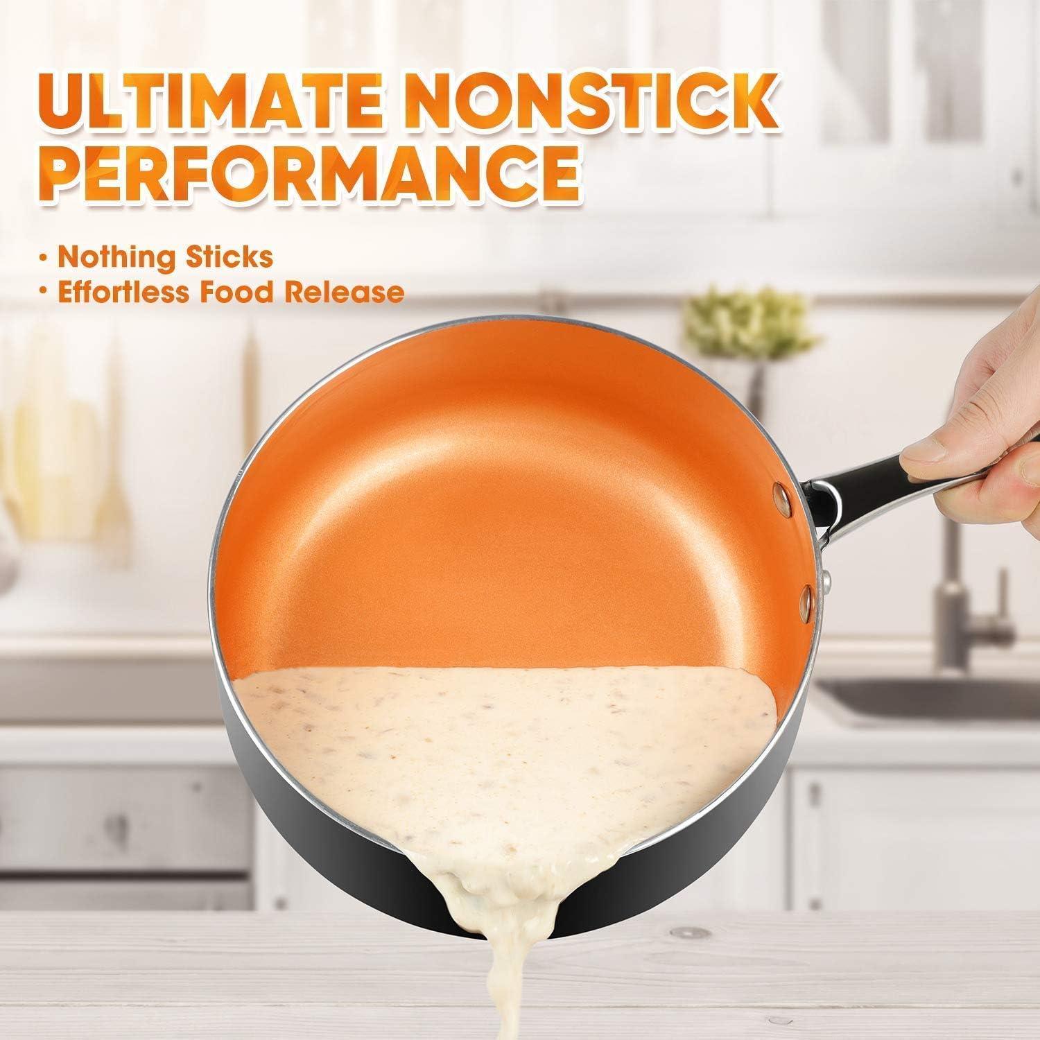 image:imageMICHELANGELO 1 Quart 2 Quart Saucepan Set with Lid Ultra Nonstick Coppper Sauce Pan with Lid Small Pot with Lid Ceramic Nonstick Saucepan 1 2 quart Set Small Sauce Pot Copper Pot 12 Qt Cera