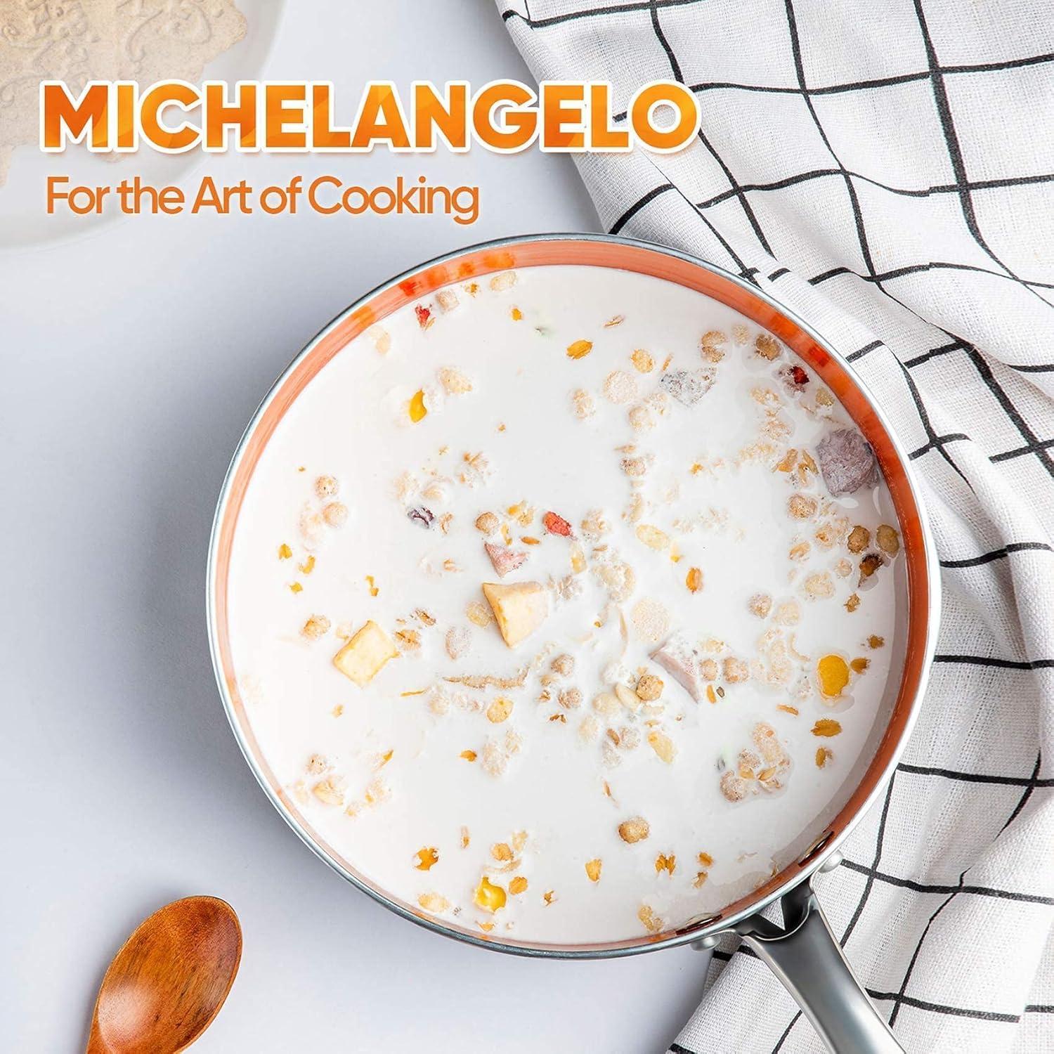 image:imageMICHELANGELO 1 Quart 3 Quart Saucepan Set with Lid Copper with Black Finish 2Piece Set NonToxic Ceramic amp Titanium Interior