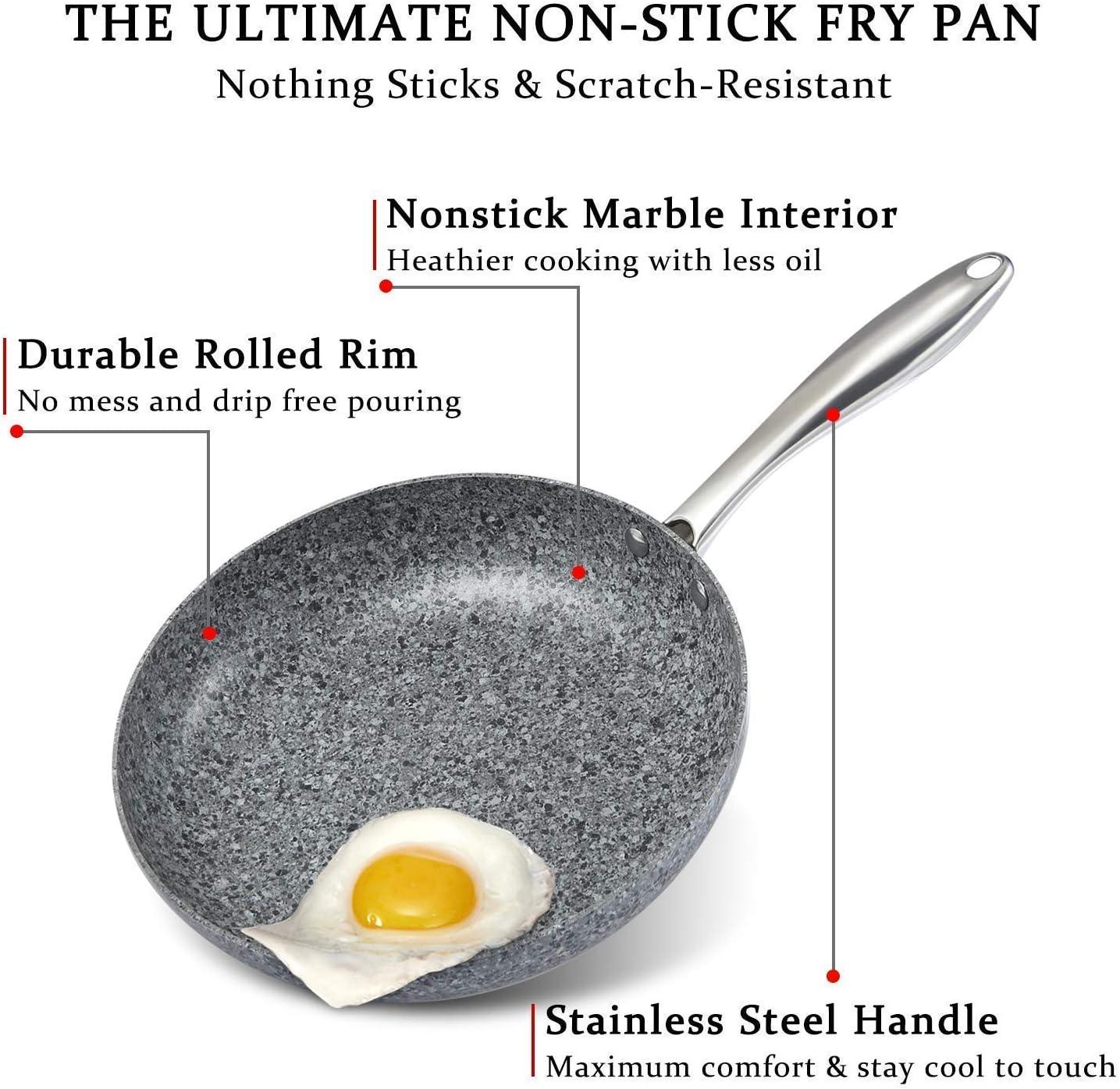 image:imageMICHELANGELO 10 Inch 12 Inch Frying Pan with Lid Nonstick Frying Pan with Non toxic StoneDerived Coating Induction Compatible