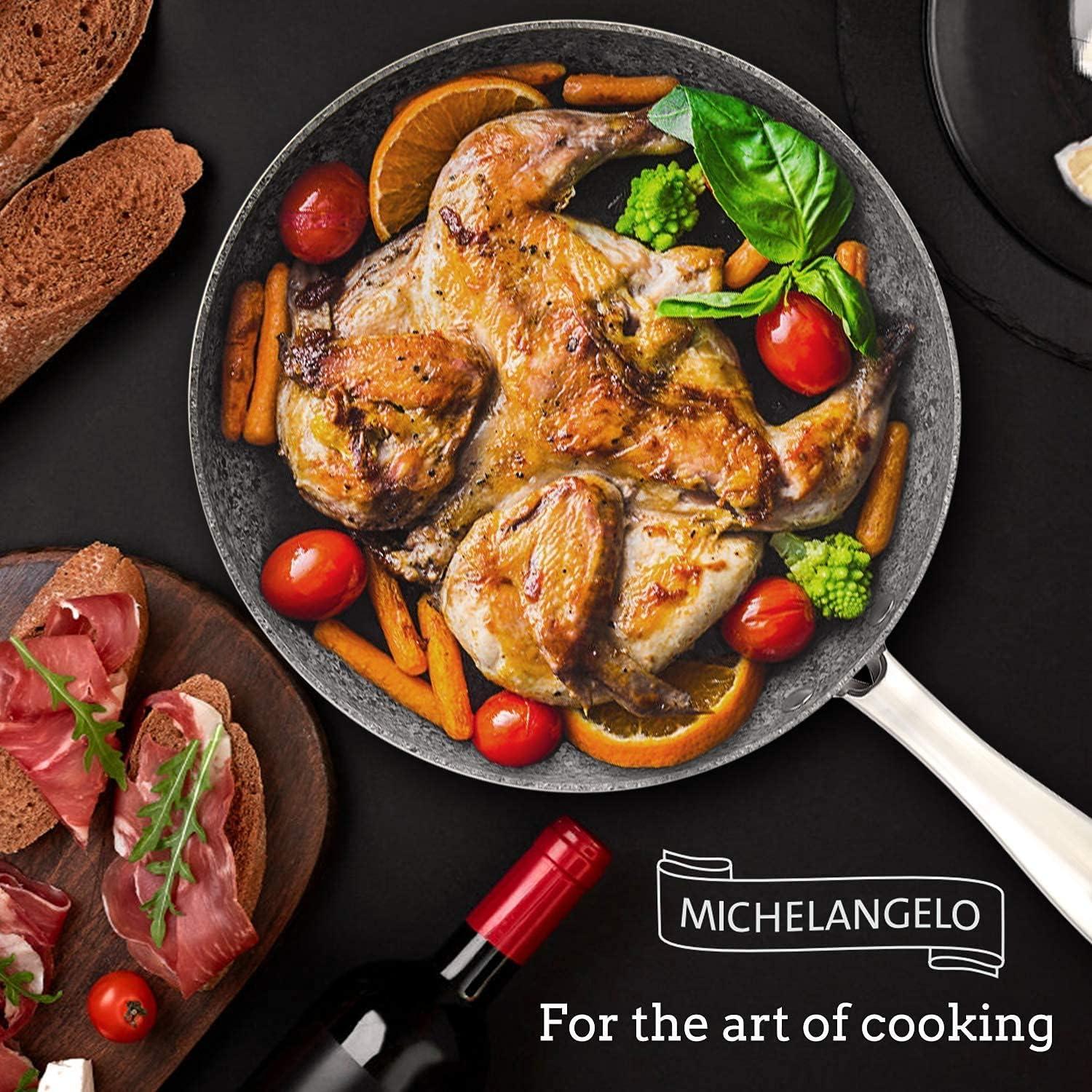 image:imageMICHELANGELO 10 Inch 12 Inch Frying Pan with Lid Nonstick Frying Pan with Non toxic StoneDerived Coating Induction Compatible