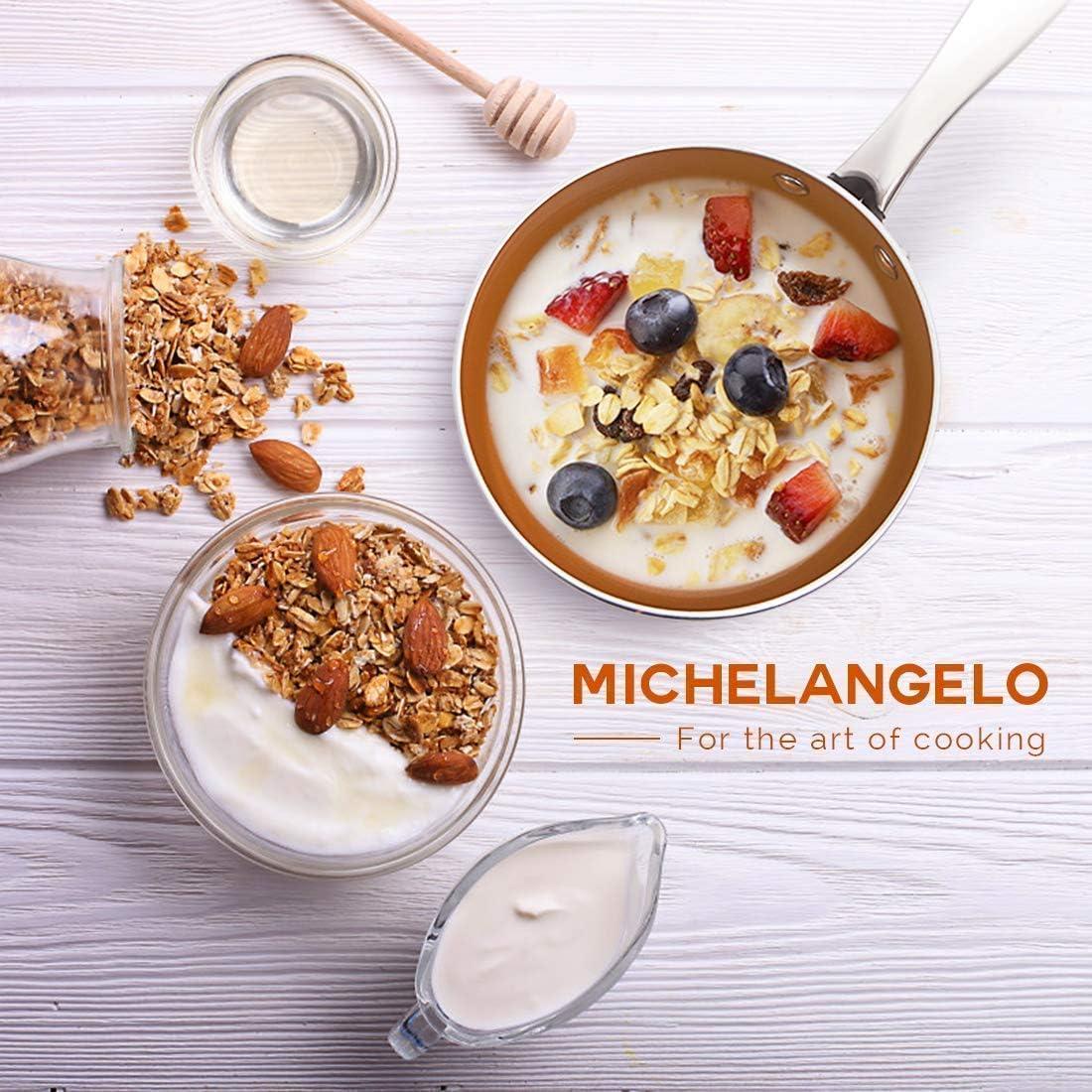 image:imageMICHELANGELO 10 Inch Frying Pan 2 Quart Saucepan with Lid 2Piece Cookware Set Induction Compatible Oven Safe
