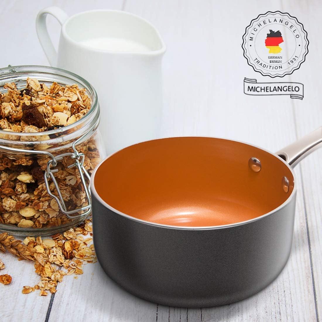 image:imageMICHELANGELO 10 Inch Frying Pan 2 Quart Saucepan with Lid 2Piece Cookware Set Induction Compatible Oven Safe