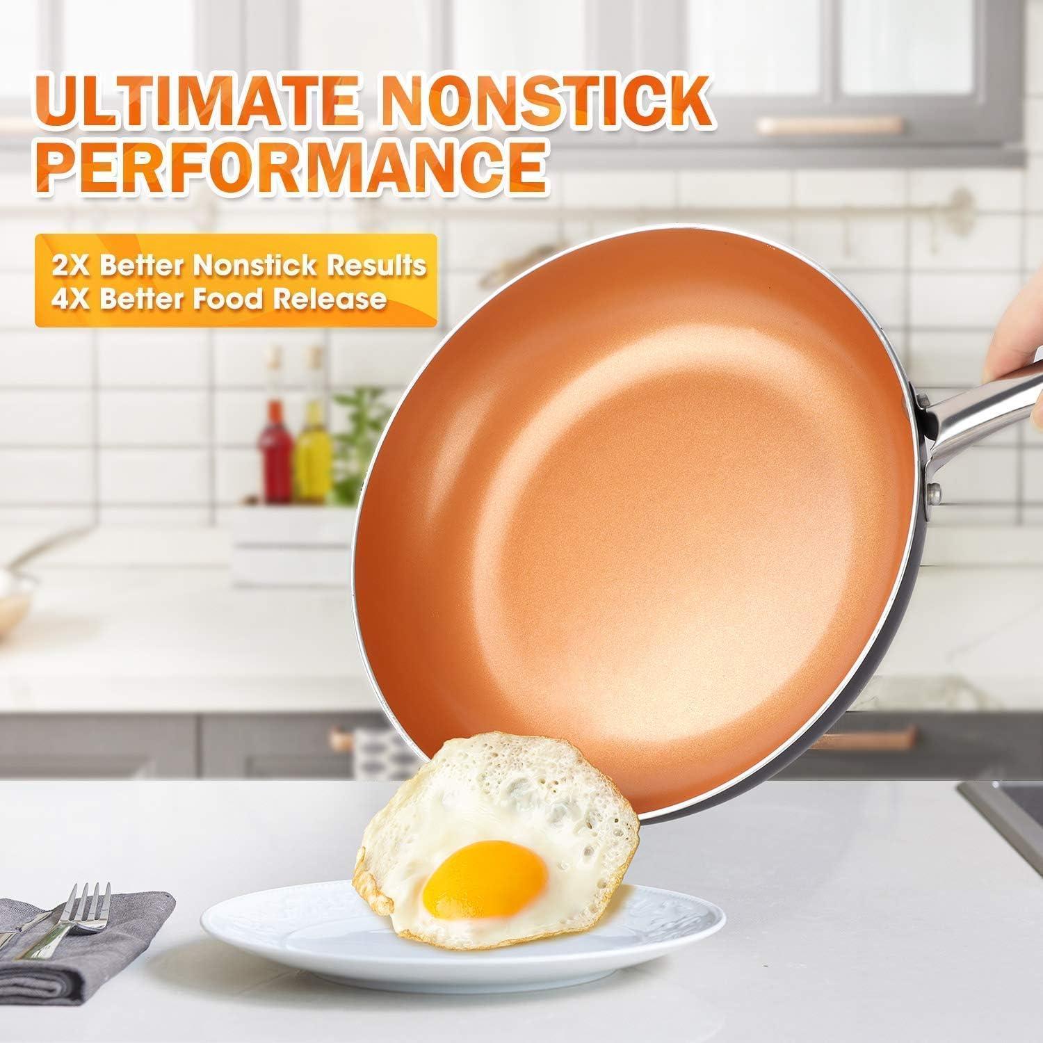 image:imageMICHELANGELO 10 Inch Frying Pan 2 Quart Saucepan with Lid 2Piece Cookware Set Induction Compatible Oven Safe