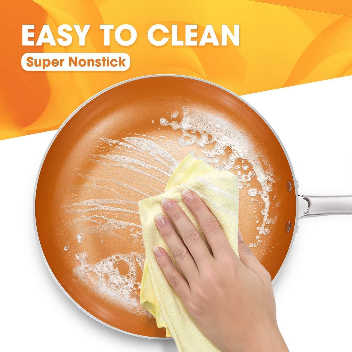 image:imageMICHELANGELO 12 Inch Frying Pan 2 Quart Saucepan with Lid Ultra Nonstick Coppper Sauce Pan with Lid Ceramic Nonstick Saucepan and Frying Pan Small Sauce Pot Copper Pot and Pan