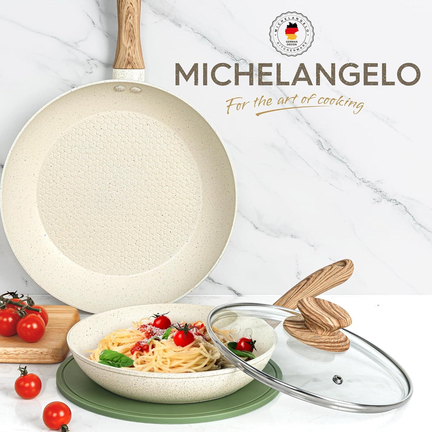 image:imageMICHELANGELO Frying Pan Set 89511 8 Inch Frying Pan with Nonstick Granite Coatings