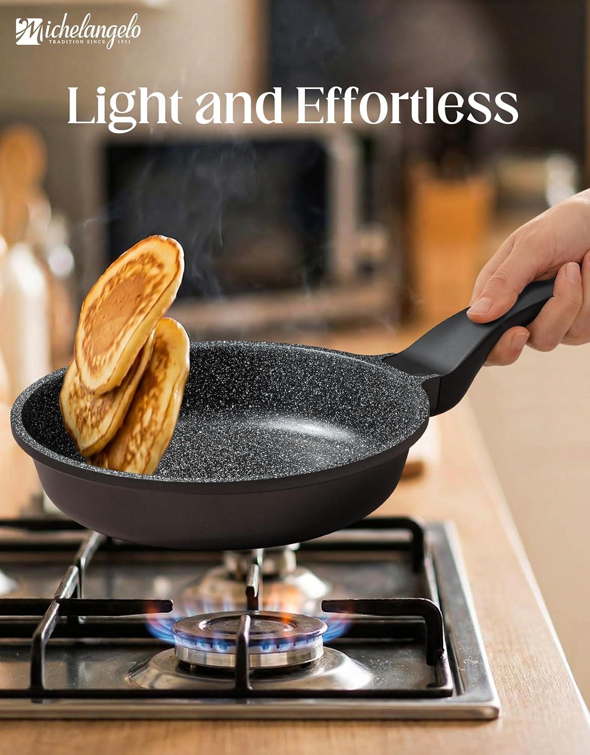 image:imageMICHELANGELO Frying Pans Nonstick Large Non Stick Frying Pan 12 Inch Ease of Cleaning All Stovetops Compatible Built to Last StayCool Handle12 inch
