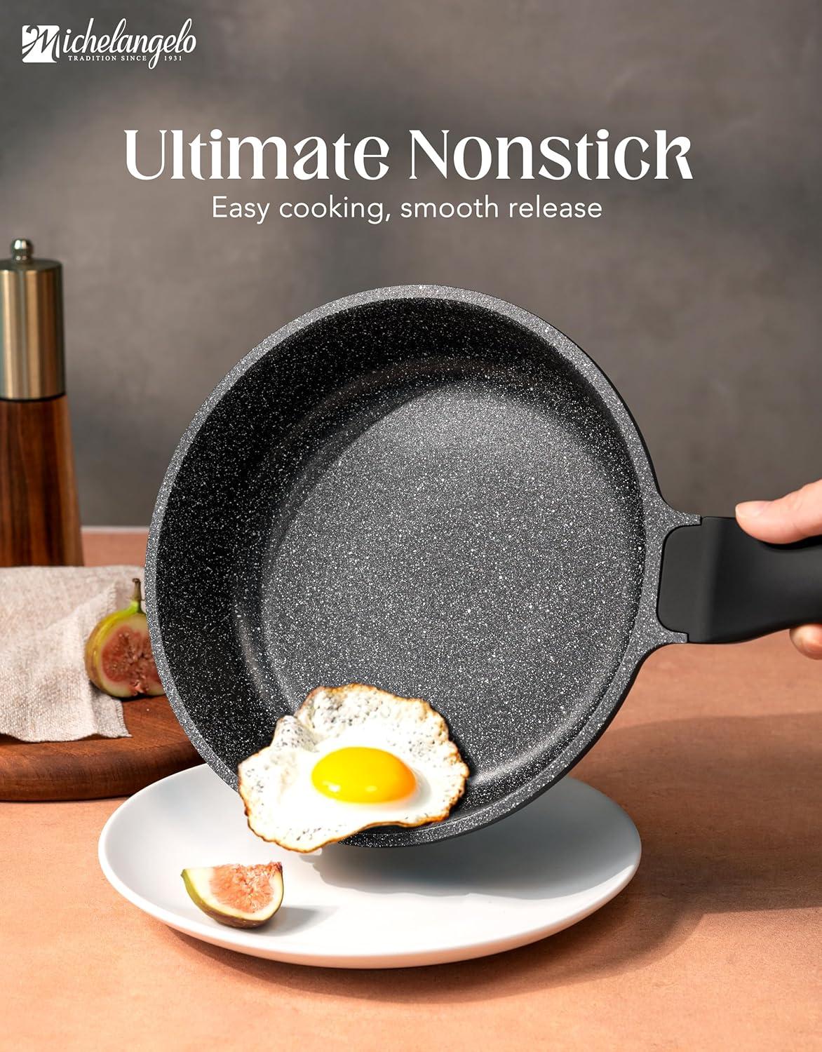 image:imageMICHELANGELO Frying Pans Nonstick Large Non Stick Frying Pan 12 Inch Ease of Cleaning All Stovetops Compatible Built to Last StayCool Handle12 inch