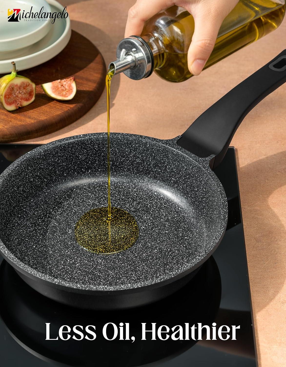 image:imageMICHELANGELO Frying Pans Nonstick Large Non Stick Frying Pan 12 Inch Ease of Cleaning All Stovetops Compatible Built to Last StayCool Handle12 inch