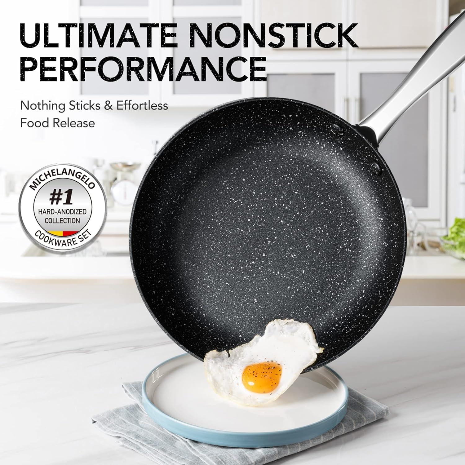 image:imageMICHELANGELO Hard Anodized Cookware Set 10 Pcs Non Stick Pots and Pans Set with Granite Interior Induction Cookware Set with Steamer InsertHard Anodized 10 pcs