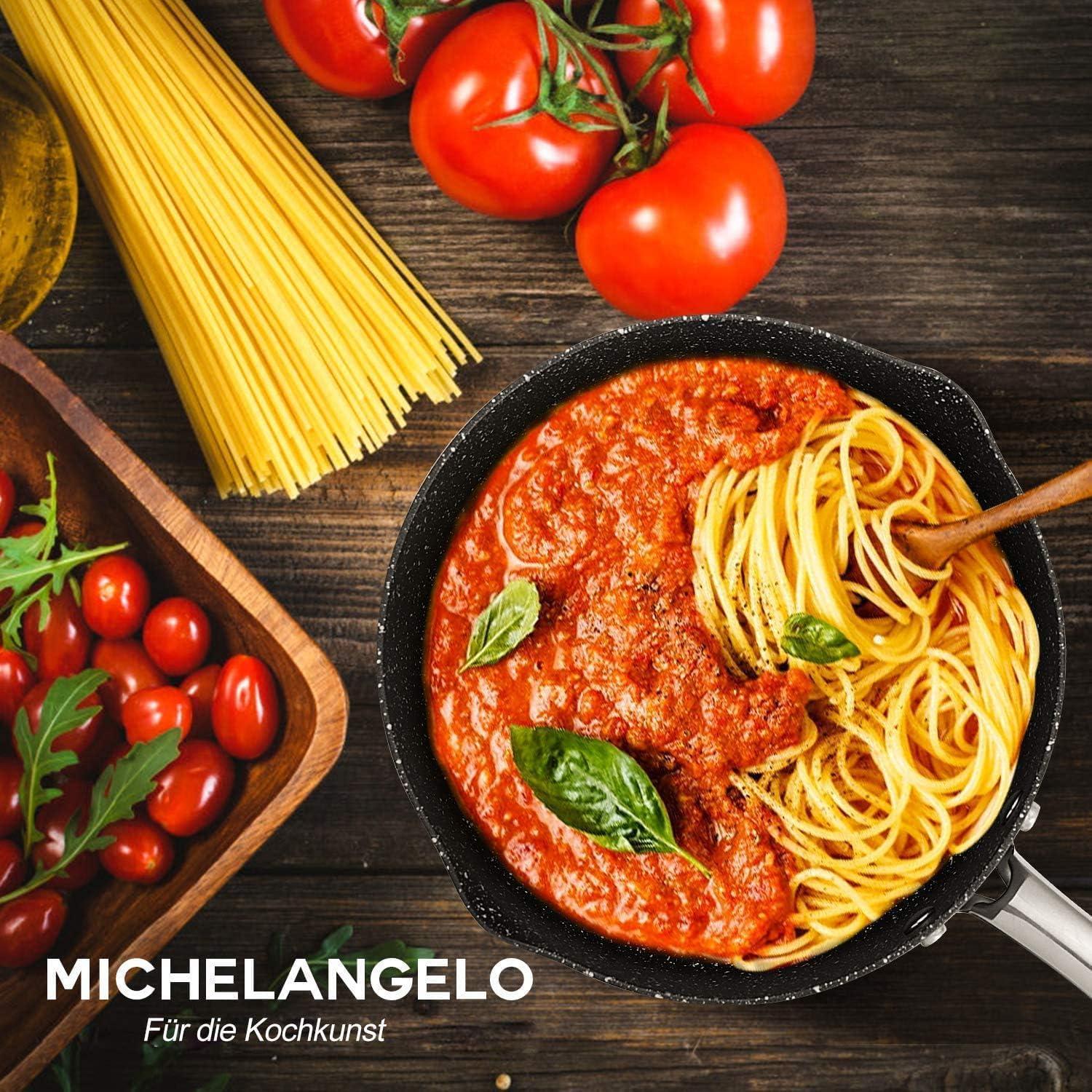 image:imageMICHELANGELO Hard Anodized Saucepan Set with Lids Nonstick Saucepan with Pour Spouts amp Strainer Lid for Easy Pour Granite Derived Coating Sauce Pot Set 15QT amp 2QT amp3QT Induction Sauce Pans1523 Quarts