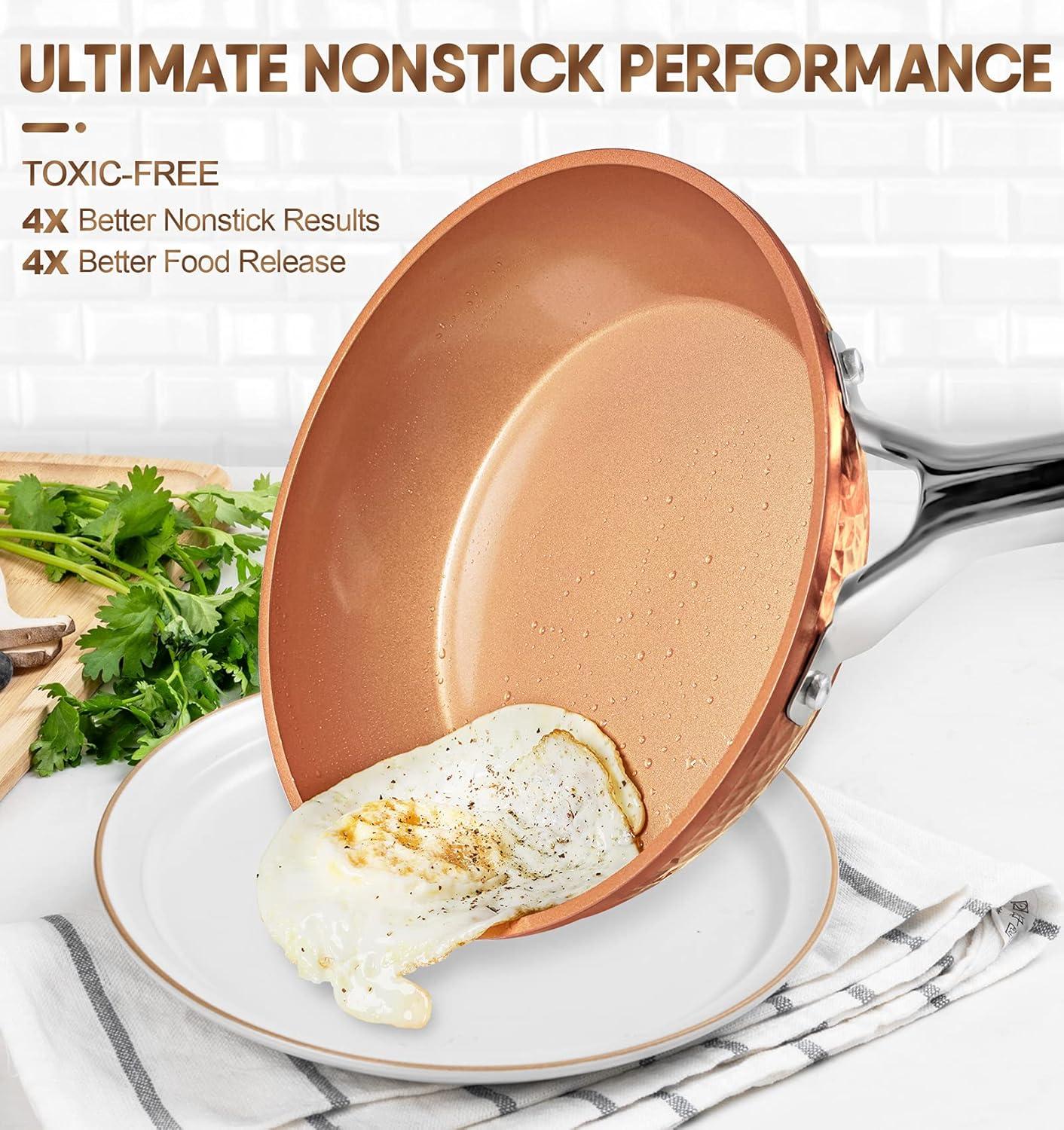image:imageMICHELANGELO Nonstick Fry Pan With Lid Hammered Copper Frying Pan Nonstick Skillet 12 Inch Frying Pan Induction Compatible Large Frying Pan 12 Inch12 Inch