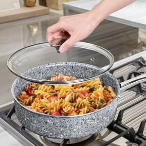 image:imageMICHELANGELO Pots and Pans Set 15 Piece Ultra Nonstick Kitchen Cookware Sets with StoneDerived Coating Stone Cookware Set with Untinsle Set amp Stone Cookware Set 10 Piece